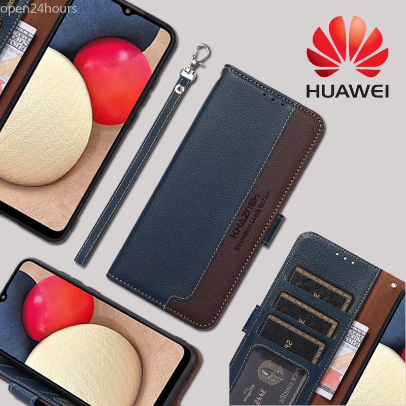 Huawei Bao da Flip với dây đeo tay Huawei Y7A P40 Pro Nova 7 se Nova 7 5G 7i 5T Y6p Y5p Y7P Y9S Y9 Prime 2019 P30 Hộp đựng ví cổ điển mới