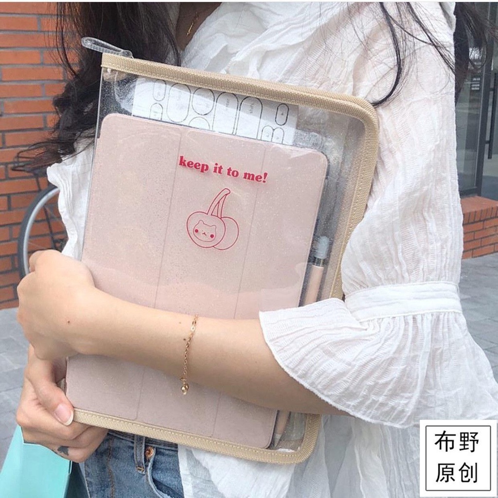 Túi Đựng Máy Tính Bảng iPad Laptop Cỡ A4 Trong Suốt Phong Cách Nhật Hàn