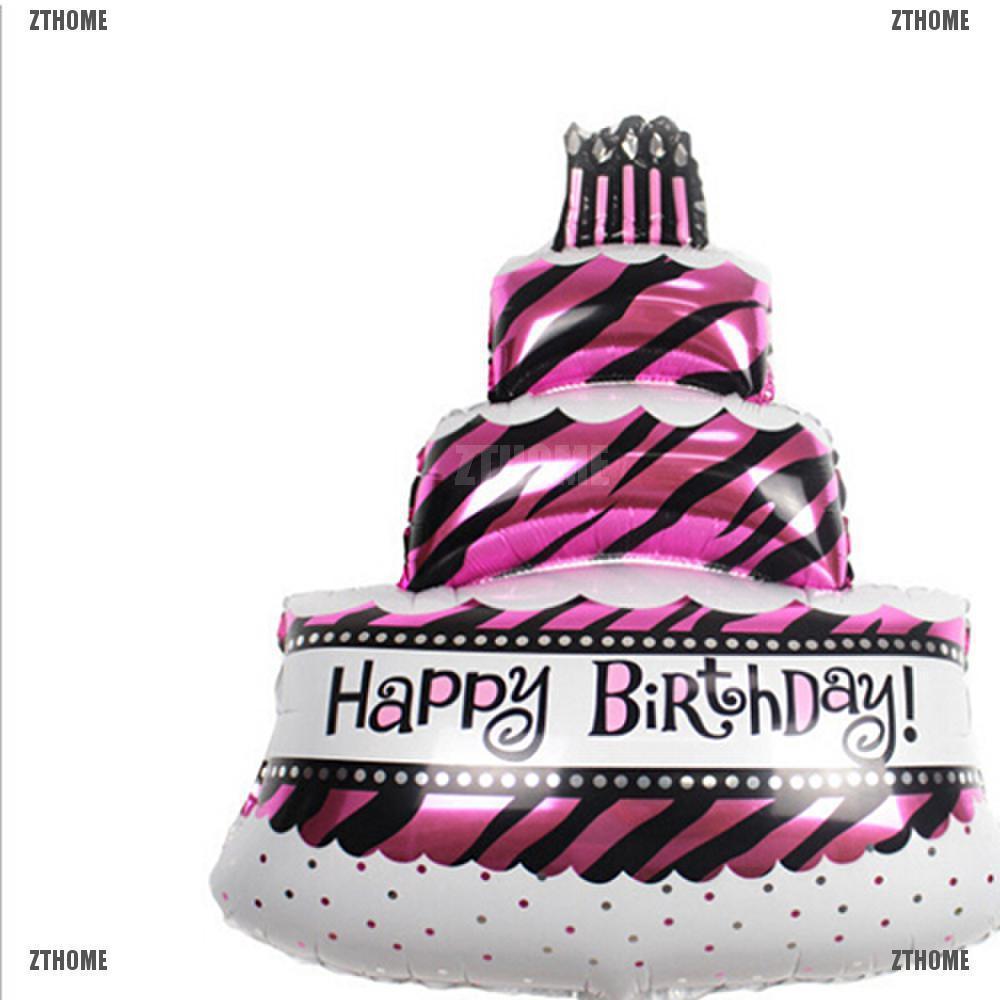 Bong bóng tráng nhôm hình bánh sinh nhật kj " HAPPY BIRTHDAY "