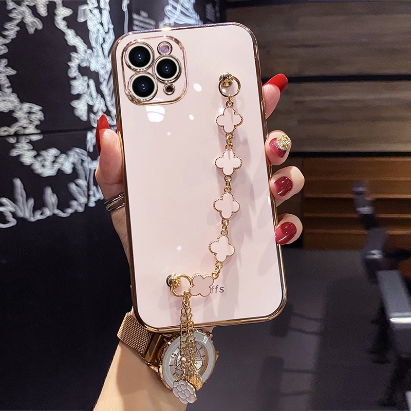 Ốp Điện Thoại Mềm Có Vòng Đeo Tay May Mắn Cho iPhone 13 12 11 Pro Max X XS XR 7 8 6 6S Plus