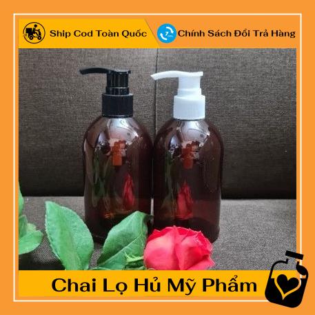 [TOP GIÁ RẺ] Chai xịt vòi nhấn nâu 250ml lùn đựng dầu gội, sữa tắm, phụ kiện du lịch