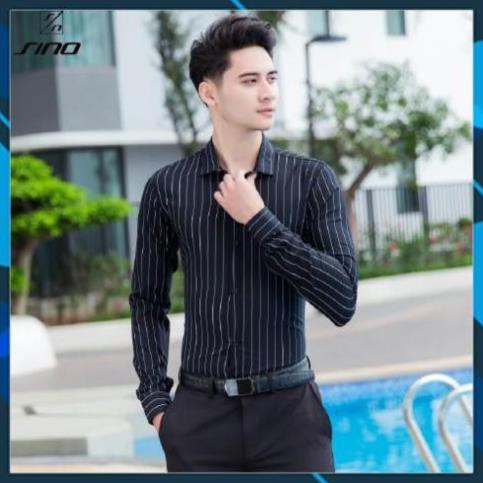 LẺ SIZE XẢ KHO - SƠ MI NAM CÔNG SƠ , KẺ SỌC ,ĐEN, HÀN QUỐC,slimfit mặc đi làm , đi học . dài tay, đẹp,