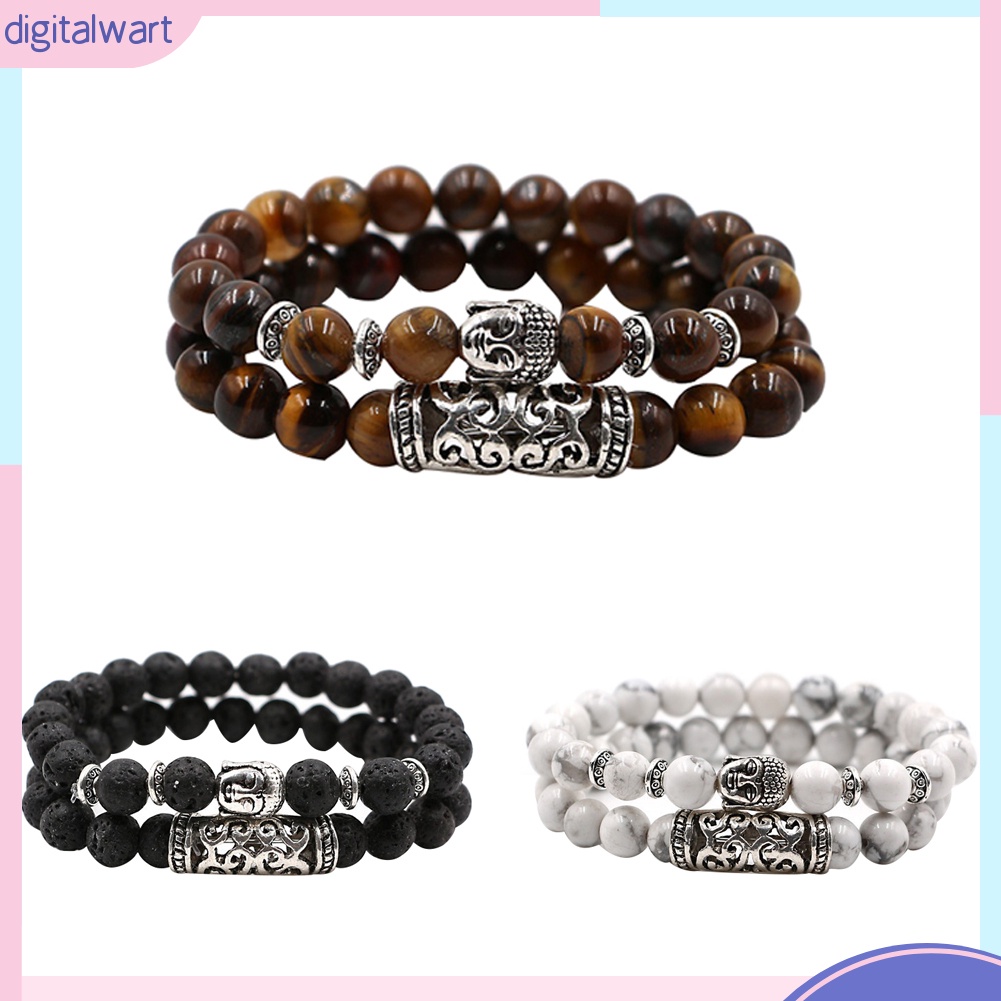 Set 2 Vòng Tay Chuỗi Hạt Đá Tự Nhiên Thời Trang Unisex