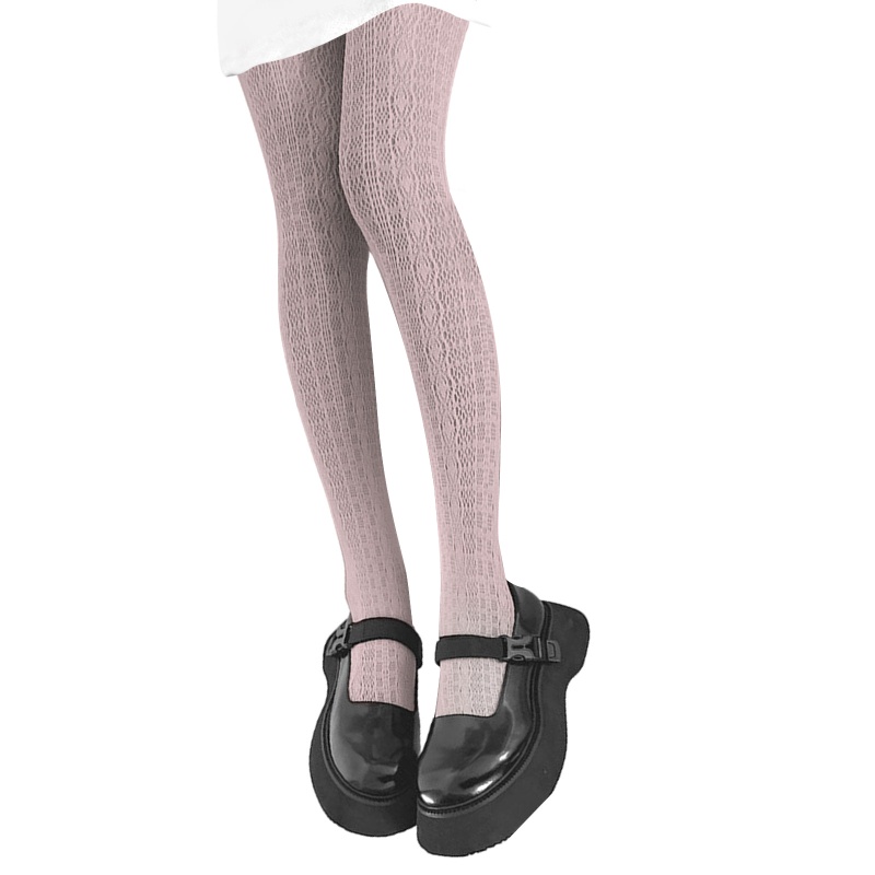 Quần Tất Lưới Phối Ren Họa Tiết Kẻ Sọc Nhiều Màu Phong Cách Gothic Nhật Bản