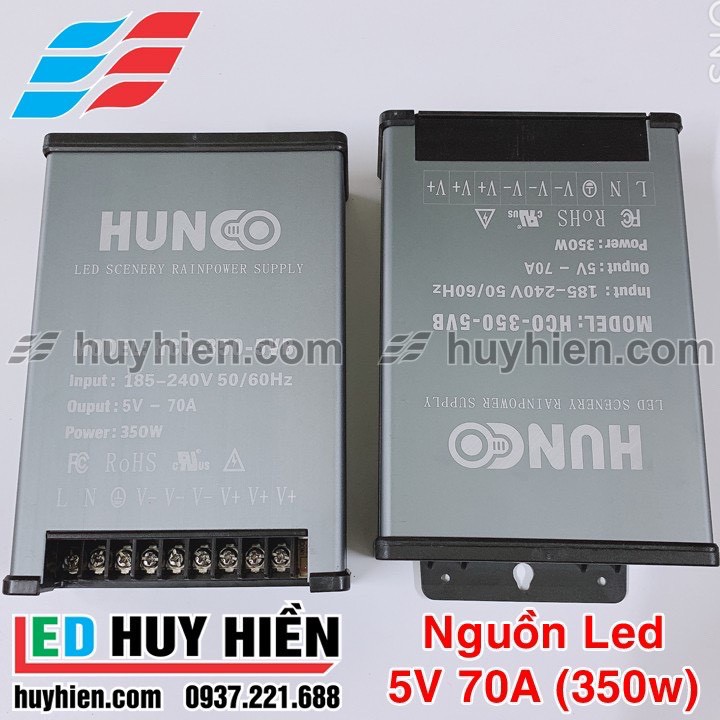 Nguồn led 5V 70A ngoài trời vỏ nhôm, Nguồn 5V 350W (70A) ngoài trời vỏ nhôm HUNCO | BigBuy360 - bigbuy360.vn