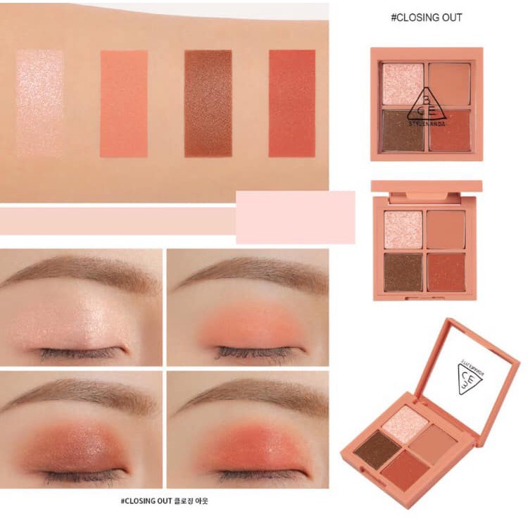 Bảng phấn mắt lì và nhũ siêu lấp lánh 4 ô cao cấp 3C.E Mini Multi Eye Color Palette - CHÍNH HÃNG