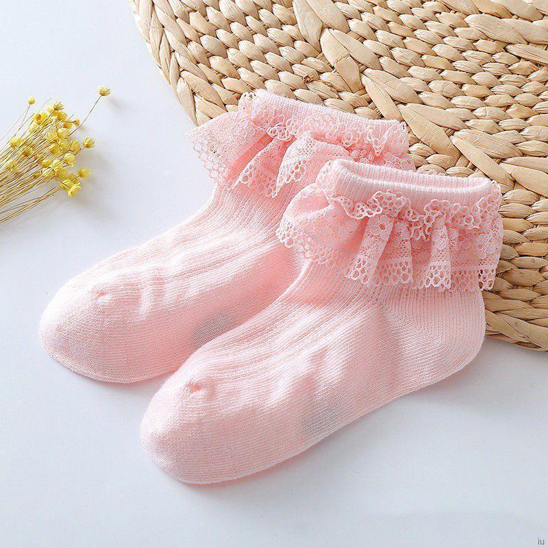 Vớ Cotton Phối Ren Thoáng Khí Đáng Yêu Cho Bé Gái