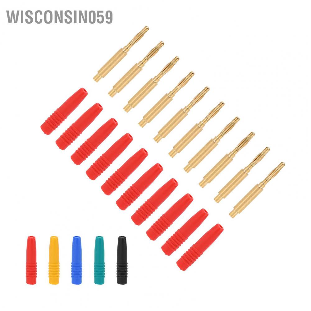 Wisconsin059 10pcs Banana Plugs Gold Plated 2mm Male Connector Insulated Metal with Housing for Testing Equipment