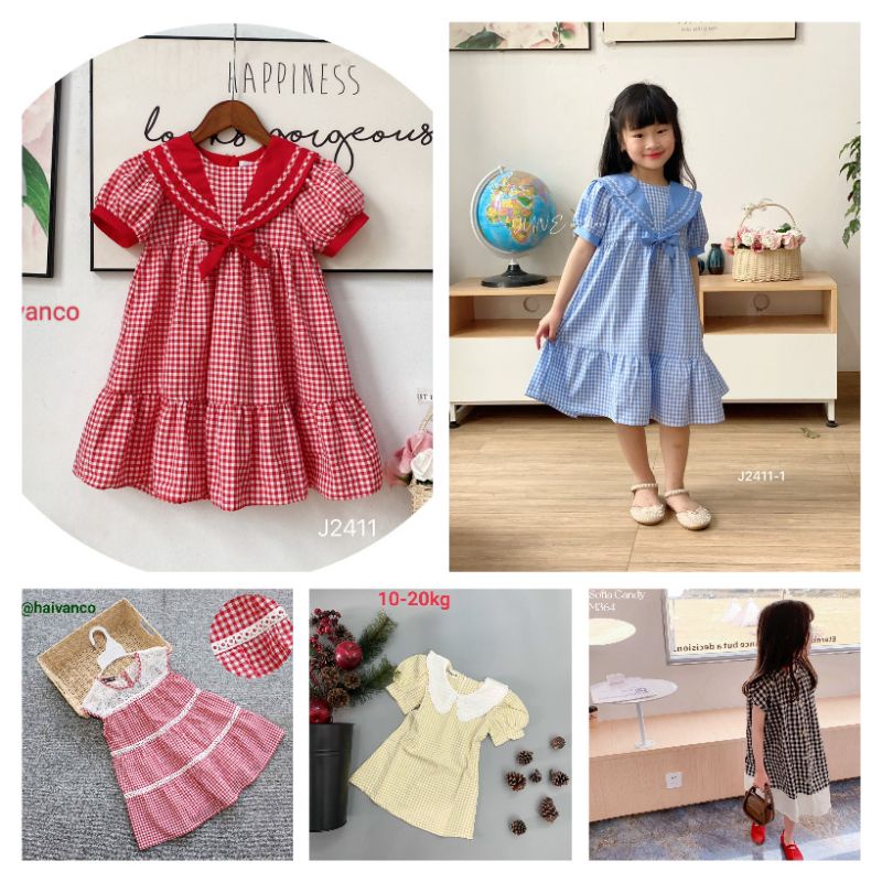 ĐẦM VÁY ĐẸP VẢI KATE MỀM NHẬP SỌC CA RÔ BÉ GÁI HAIVANCO MỀM MẠI VÀ THOÁNG MÁT 10 đến 39kg MÀU TƯƠI SÁNG ĐI HỌC ĐI CHƠI