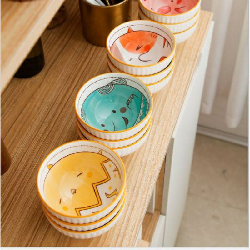 KÈM HỘP -Bộ bát, set 6 bát thú kèm đũa siêu cute, siêu đáng yêu, siêu tiện lợi giao ngẫu nhiên