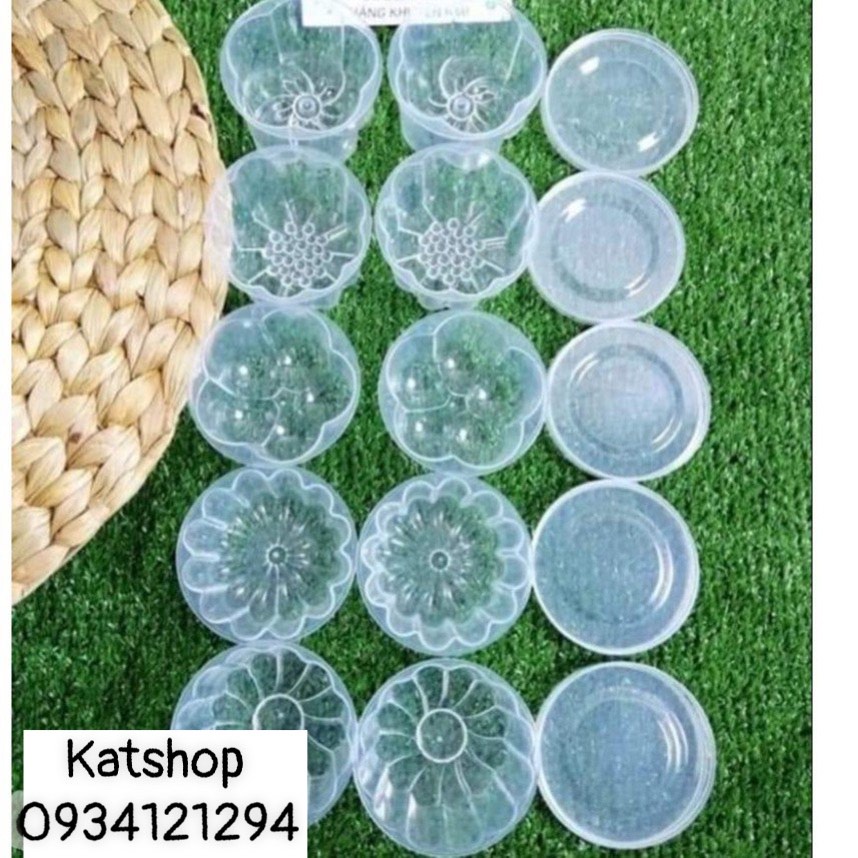 Set 10 khuôn làm thạch rau câu, bánh da lợn hình hoa có nắp đậy chuẩn hafaco