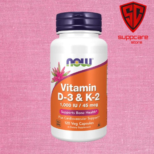 VITAMIN D3 K2 |  Now Vitamin D3 K2 1,000 IU 45 mcg [120 Viên] - Tăng Miễn Dịch Chính Hãng Tại Suppcare Store