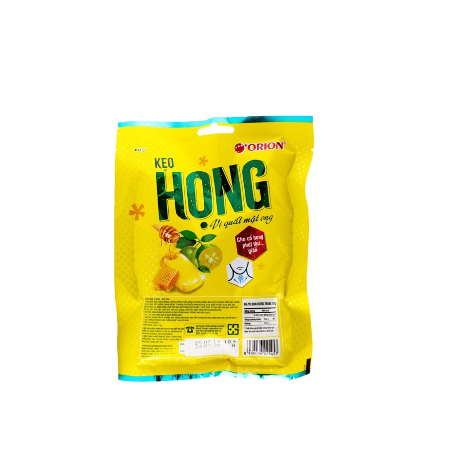 Kẹo Họng Orion Vị Quất/ Gừng Mật Ong - Gói 87,5g