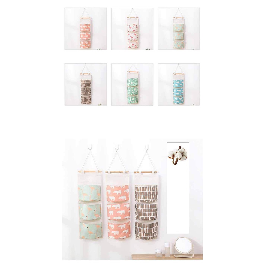 Túi vải treo tường 3 tầng TRT2 đựng đồ tiện ích vintage canvas Túi Treo Vải 3 Ngăn