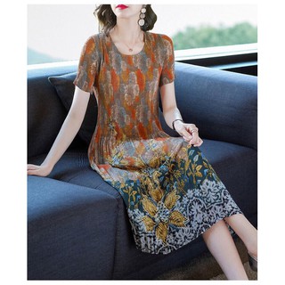 Hàng nhập - đầm lụa dập li in hoa văn