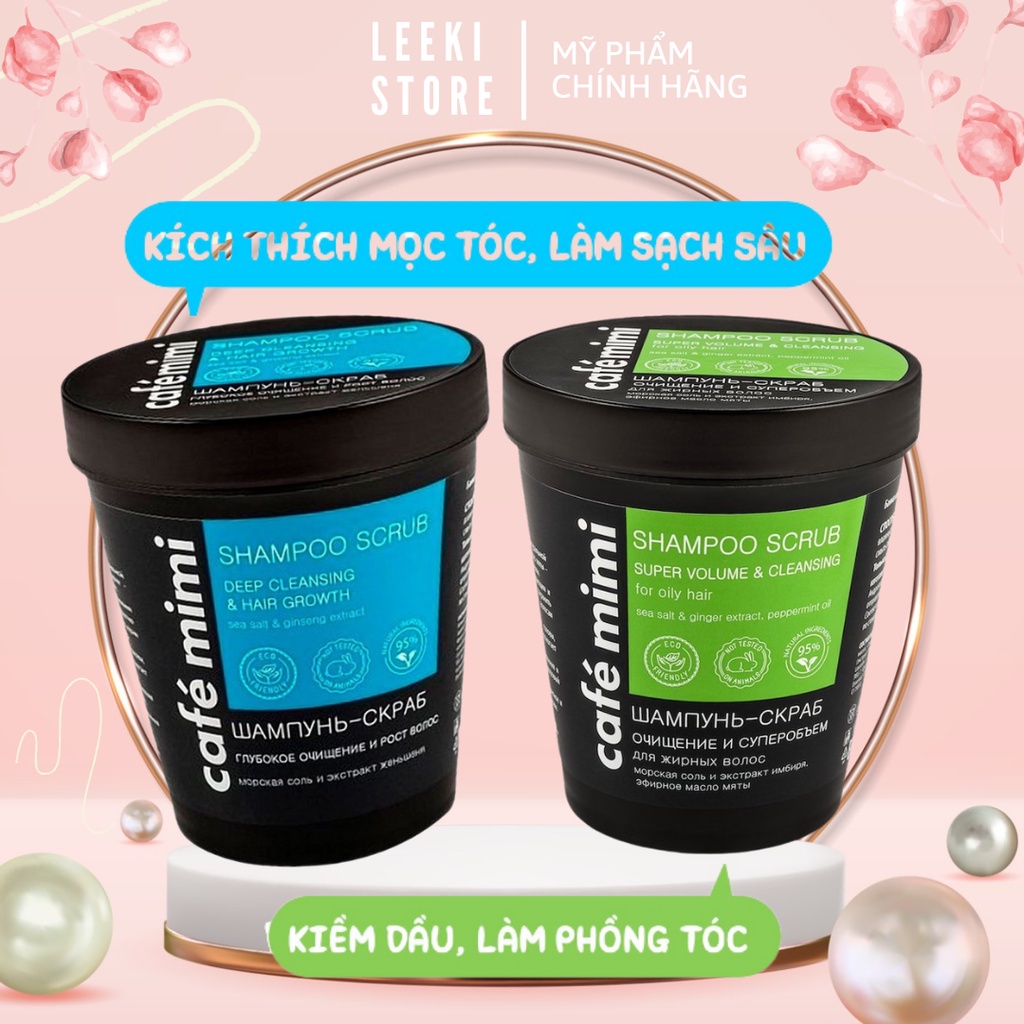 Tẩy da chết da đầu Cafe mimi rất sạch cho tóc dầu, bết