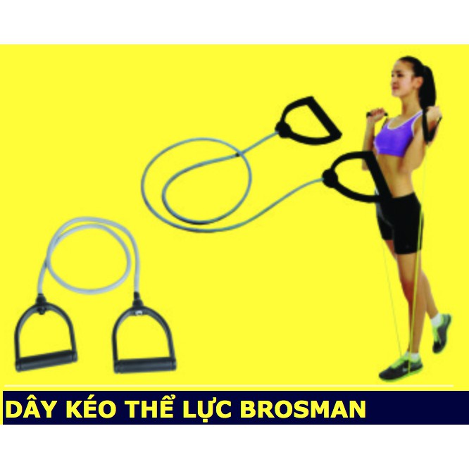 Dây kéo thể lực đàn hồi cao cấp bằng cao su có tay cầm chính hãng Brosman, dây đàn hồi tập gym - QUYENSPORTS