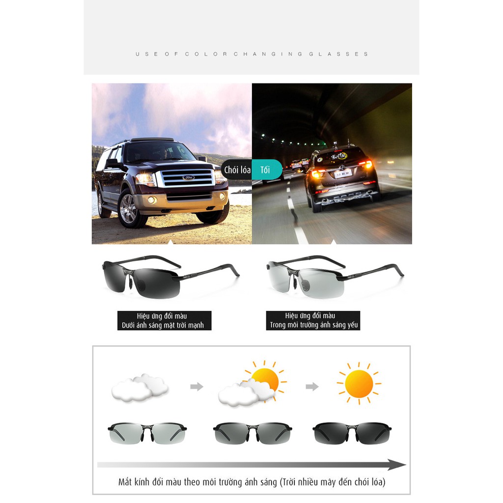 [CHÍNH HÃNG] Kính đi ngày và đêm cao cấp chính hãng AORON A3043 gọng nhôm magiê siêu nhẹ, mắt kính phân cực chống UV400 | BigBuy360 - bigbuy360.vn