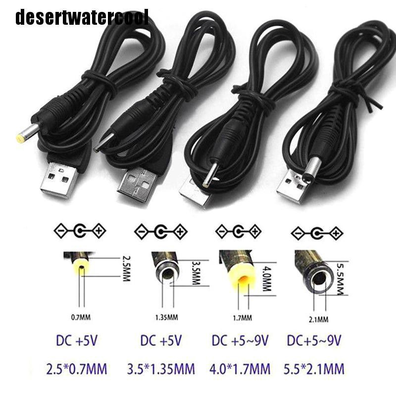 Dây Cáp Sạc Nối Đầu USB Sang Đầu Giắc Cắm Điện DC Hình Trụ 2.5/3.5/4.0/5.5mm 5V Màu Đen | BigBuy360 - bigbuy360.vn