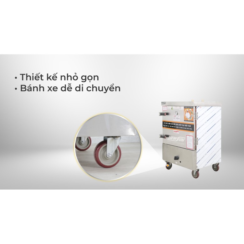 Tủ nấu cơm 30 kg gạo/mẻ bằng gas 6 khay NEWSUN - Bảo hành 12 tháng