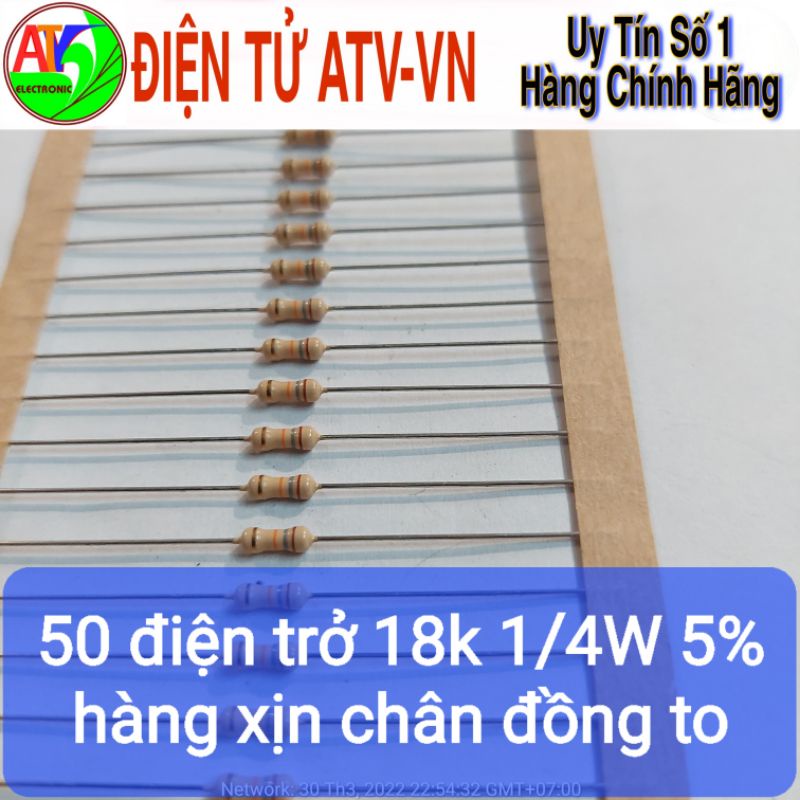 50 điện trở 18k 1/4W 5% hàng xịn chân đồng to
