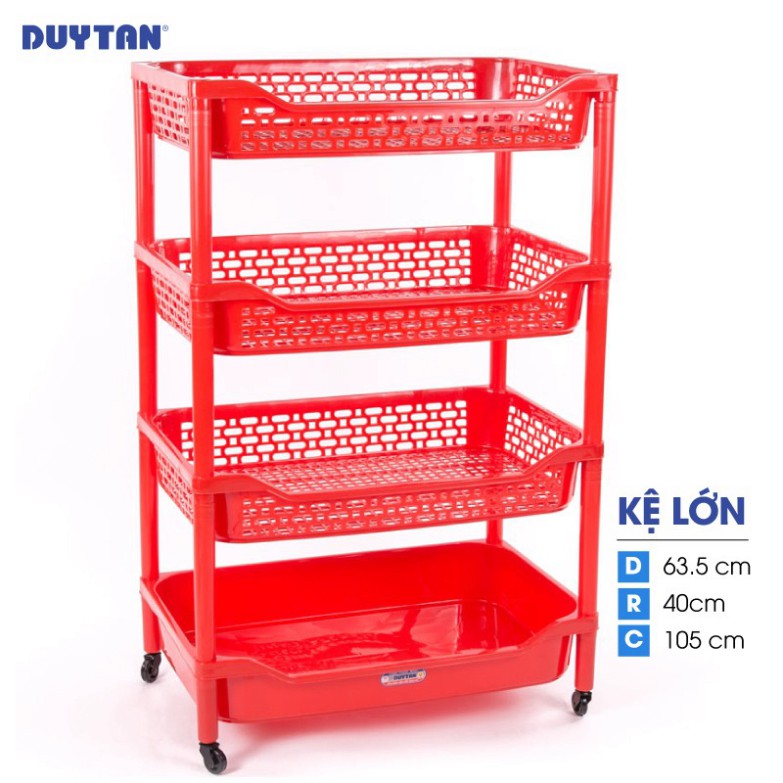 Kệ Nhựa Duy Tân size lớn loại 4 ngăn có bánh xe - K633/4