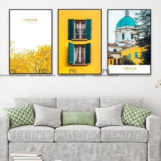Tranh canvas treo phòng khách cửa sổ vàng rực rỡ - khung hình phạm gia PG1104