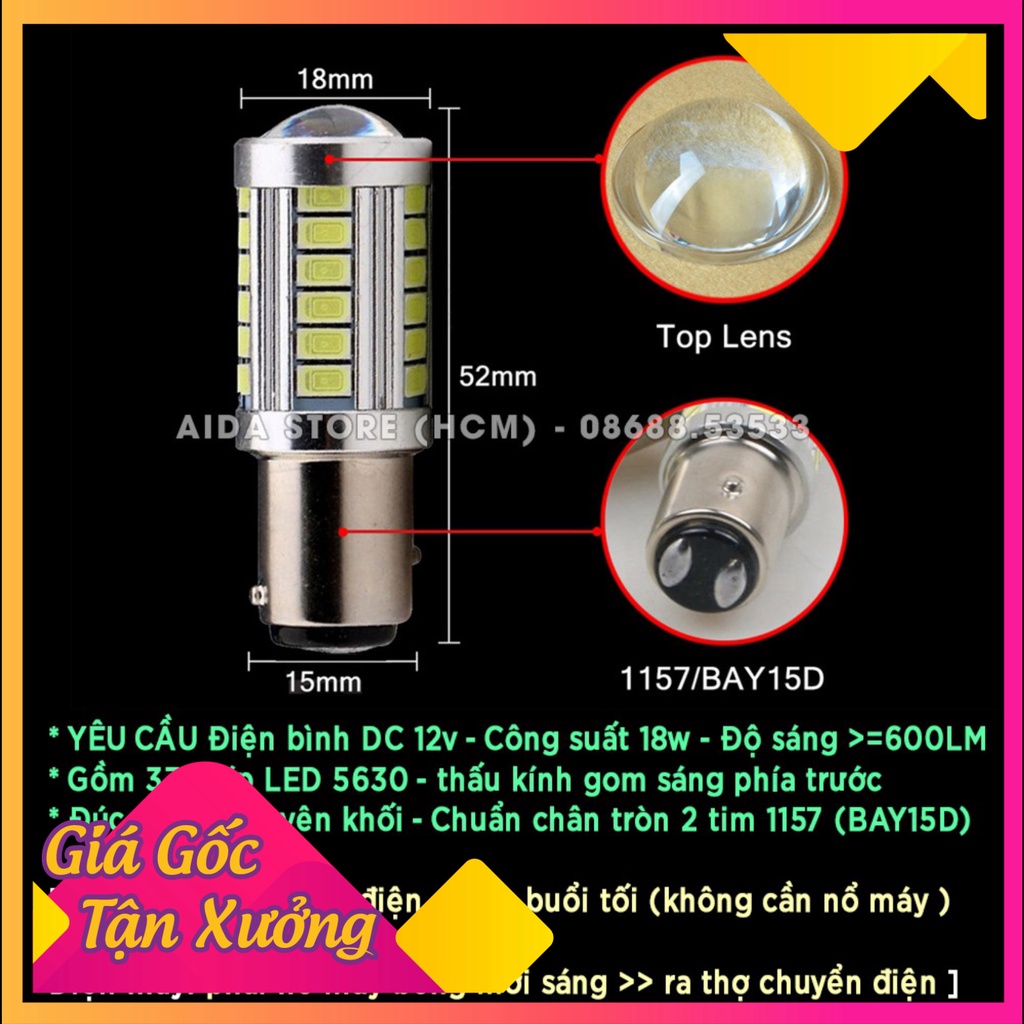🥇 01 bóng LED phanh stop chớp F1 nhiều chế độ 2 tim- 1157 BAY15D cho Winner, Raider, Wave 🥇 (Ảnh Sp thật)