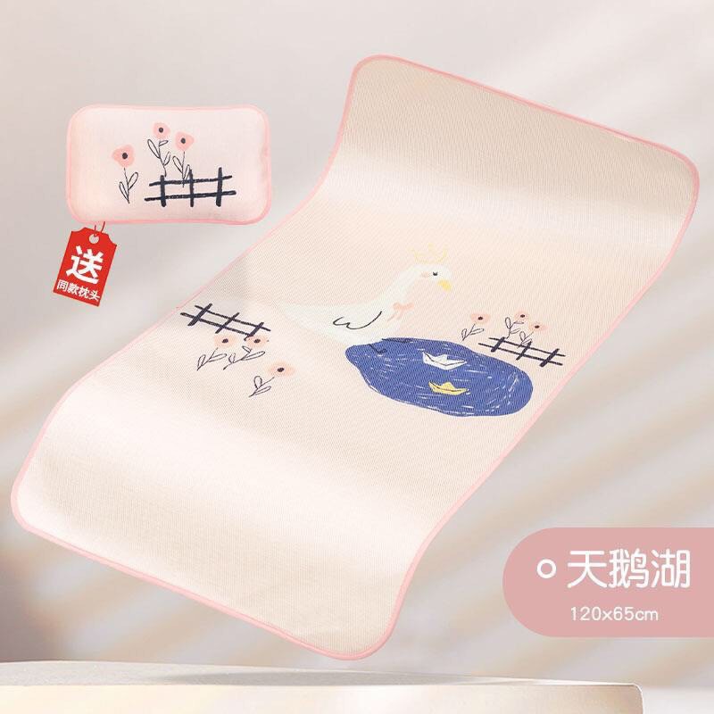 Chiếu điều hòa cao su non cao cấp tặng kèm gối cho bé 64 x 120cm, chiếu cao su non 5D thoáng mát BabyBoo