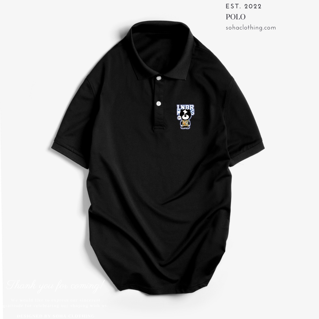 Áo Thun Polo Nam Basic cổ bẻ vải Cá Sấu chuẩn form,hình in sắc nét, GẤU LNBR -SoHa Clothing