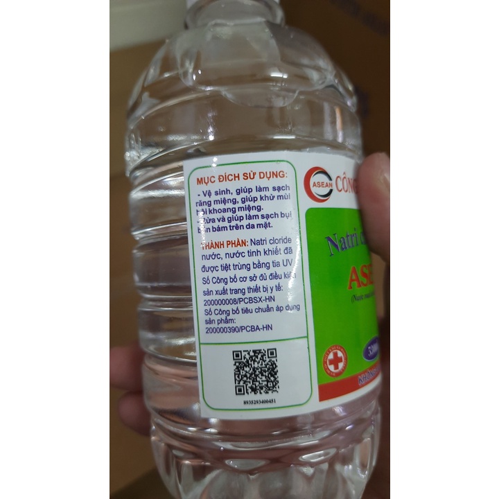 Nước muối sinh lý Asean Natriclorid 0.9% Chai 530ML