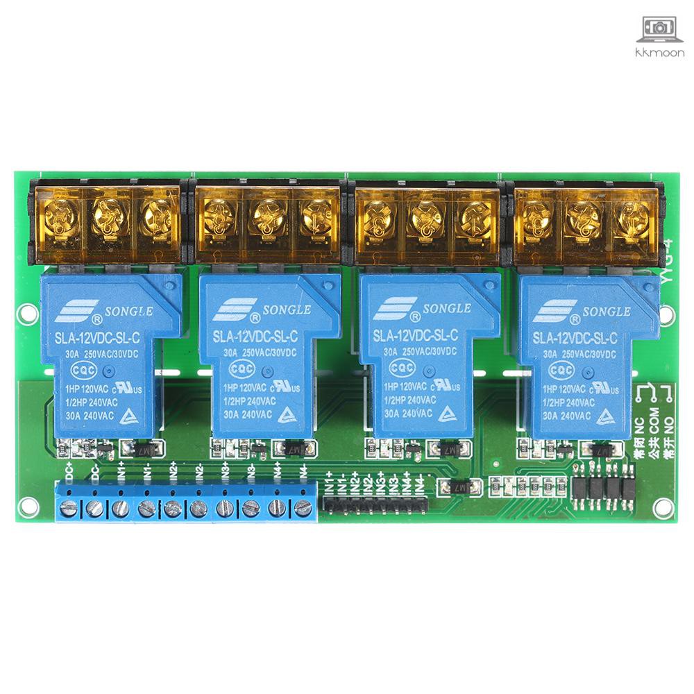 Mô-đun rơ-le DC 12V 30A 4 kênh ghép nối mạch điều khiển chất lượng