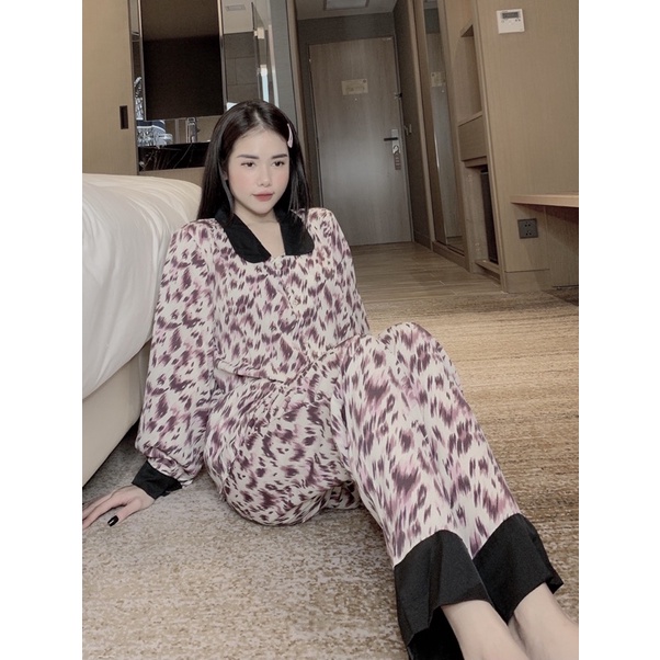 Đồ Bộ Pijama Nữ Lụa Mango Cao Cấp,Tay Dài Quần Dài,Hàng Thiết Kế,Chất Vải Mềm Mịn,Siêu Mát
