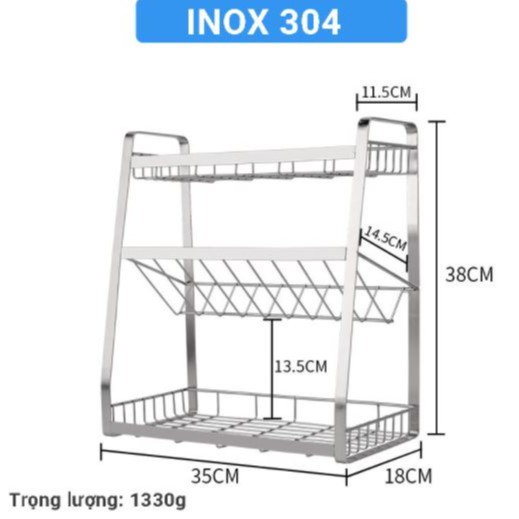 Kệ gia vị 3 Tầng Inox 304 cao cấp Nanichino Kệ gia vị thông minh