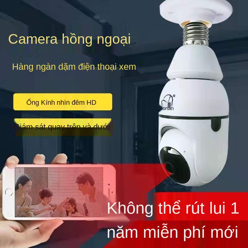 Camera giám sát home 360 ​​xoay điện thoại di động từ xa không dây bóng đèn wifi màn hình HD full color nhìn ban