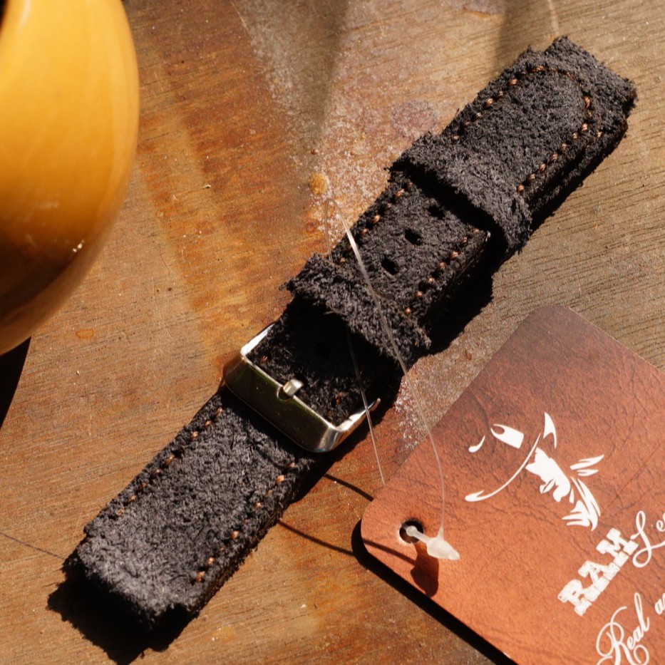 Dây đồng hồ RAM Leather 1961 cho CASIO 1200, AE 1200, 1300, 1100, A159 , A168 , Size 18 da bò lộn navy