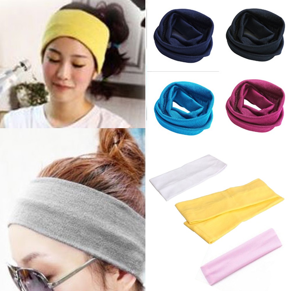 Băng Đô Vải Co Giãn Màu Trơn Thời Trang Dành Cho Nữ