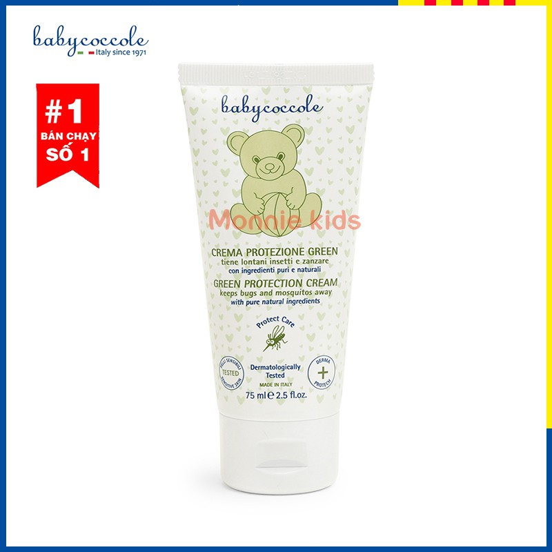 Kem bôi xua muỗi cho bé BABYCOCCOLE 0m+ 75ml, kem đuổi muỗi tía tô đất 75ml - Monnie Kids
