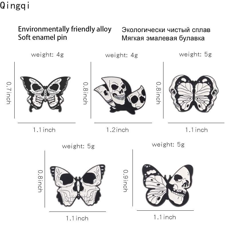 Ghim cài áo Miss Zoe hình đầu lâu thời trang gothic cá tính