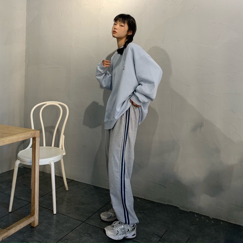 Quần dài thể thao 2 sọc ống rộng, quần nỉ jogger nam nữ bo gấu dây rút QD06