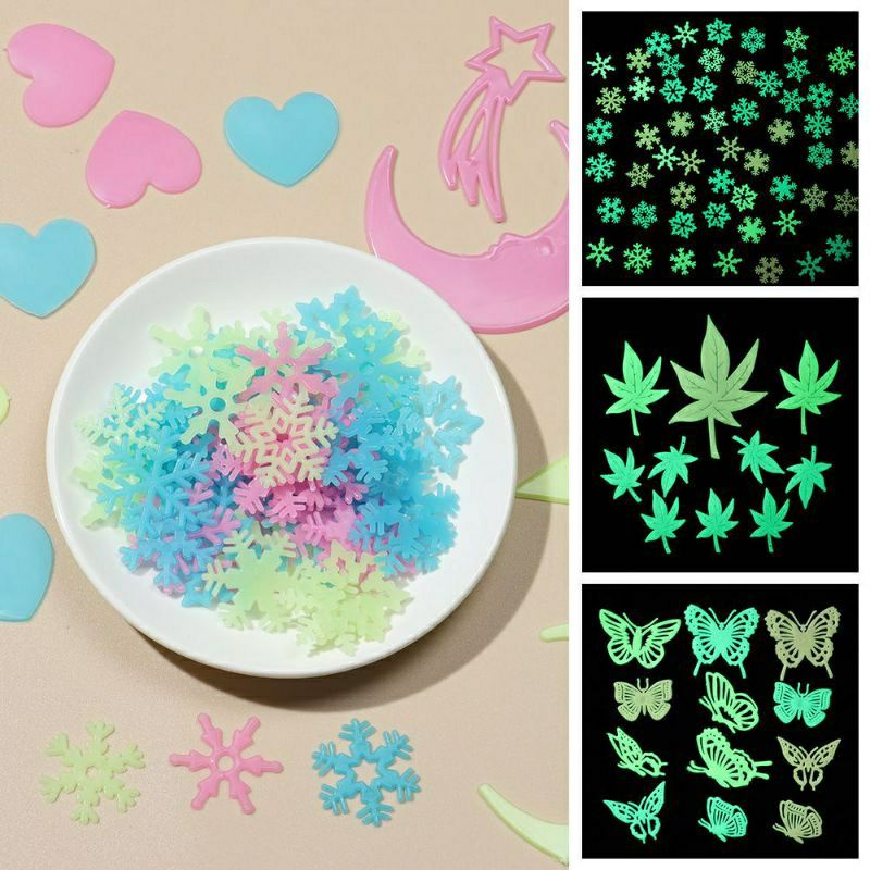 1 Set Sao Dán Tường Dạ Quang Nhiều Hình 3d Phát Sáng Trong Đêm Trang Trí Phòng Bé