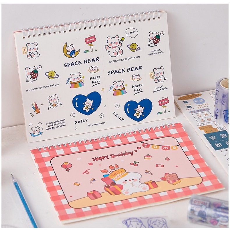 Sổ chiết và lưu trữ sticker, washi size A5/B5 80 trang, có lò xo/ Sổ bảo quản hình dán washi tape Tẻn Tẻn