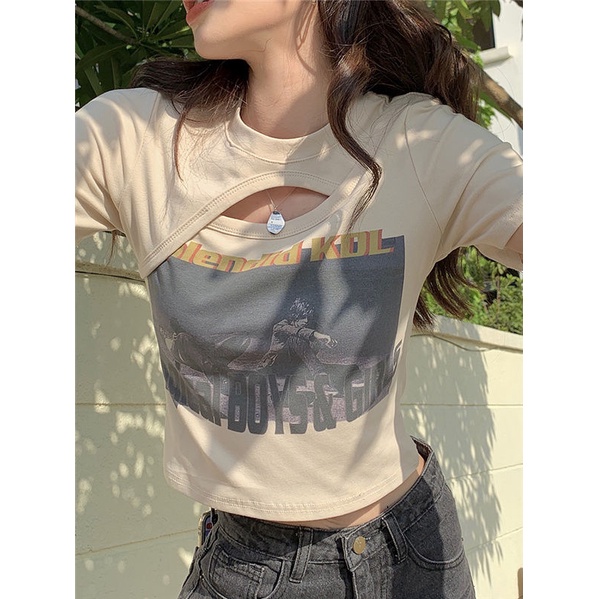 Áo thun nữ ngắn tay in chữ phong cách Hàn Quốc