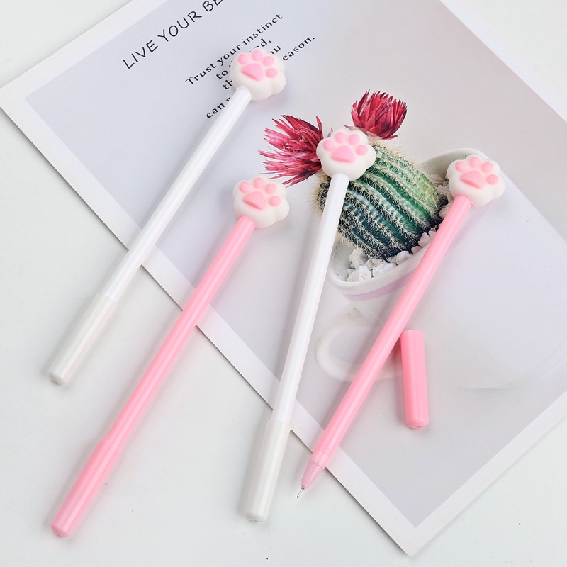 Set 2 Bút Bi Mực Đen Ngòi 0.5mm Hình Móng Mèo Dễ Thương