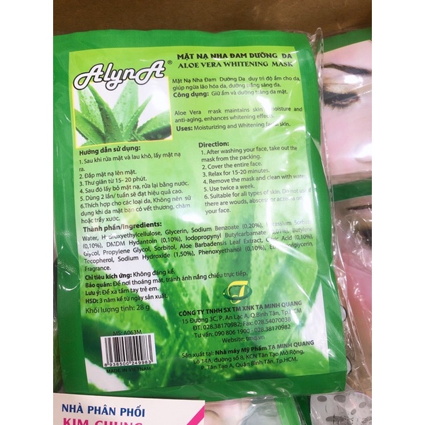 Combo 5 miếng mặt nạ Alyna Nha Đam đắp dưỡng da