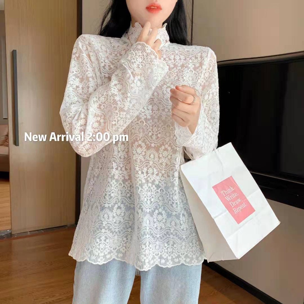 Áo ren lưới thiết kế thời trang phong cách Hàn Quốc quyến rũ