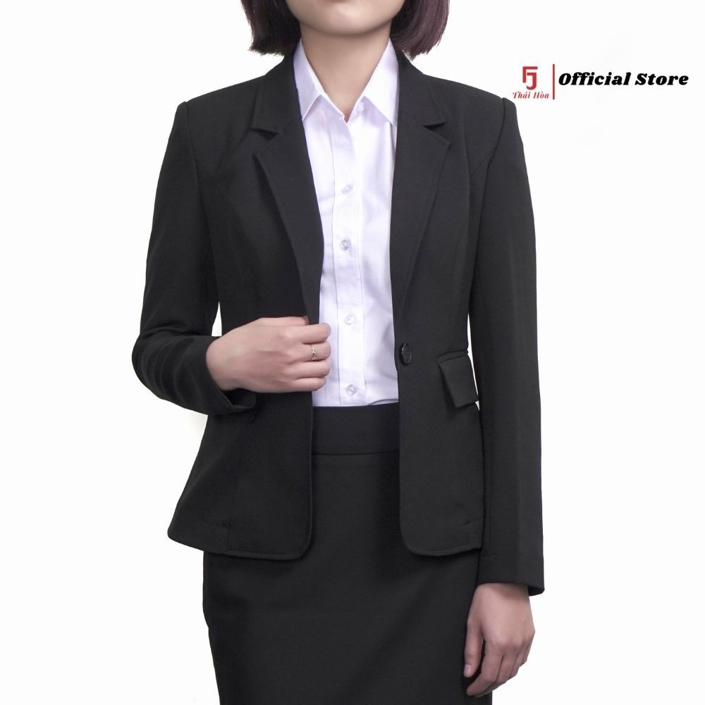 Áo vest nữ Thái Hòa V23, Vest công sở nữ chất liệu cotton, thời trang hiện đại