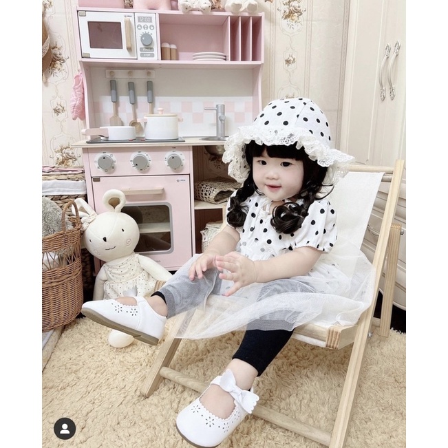 Đồ bộ liền thân em bé hai tầng voan lưới + nón Nanci room