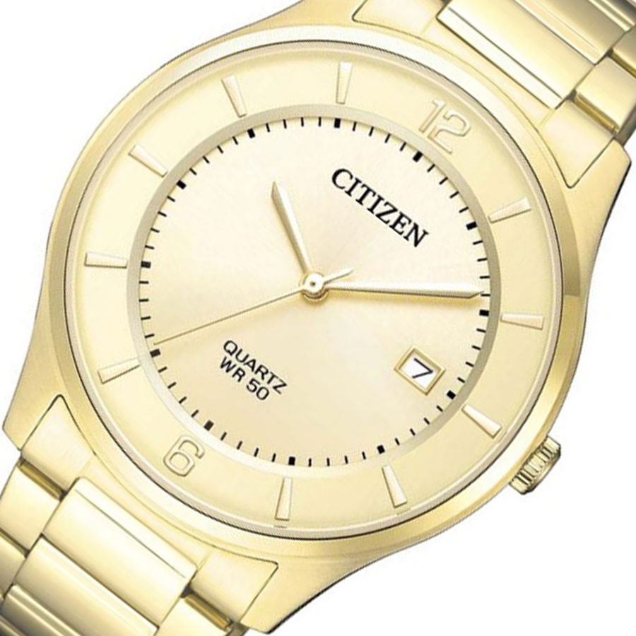 Đồng Hồ Citizen Nam Dây Kim Loại Pin-Quartz BD0043-83P - Mặt Vàng (39mm)