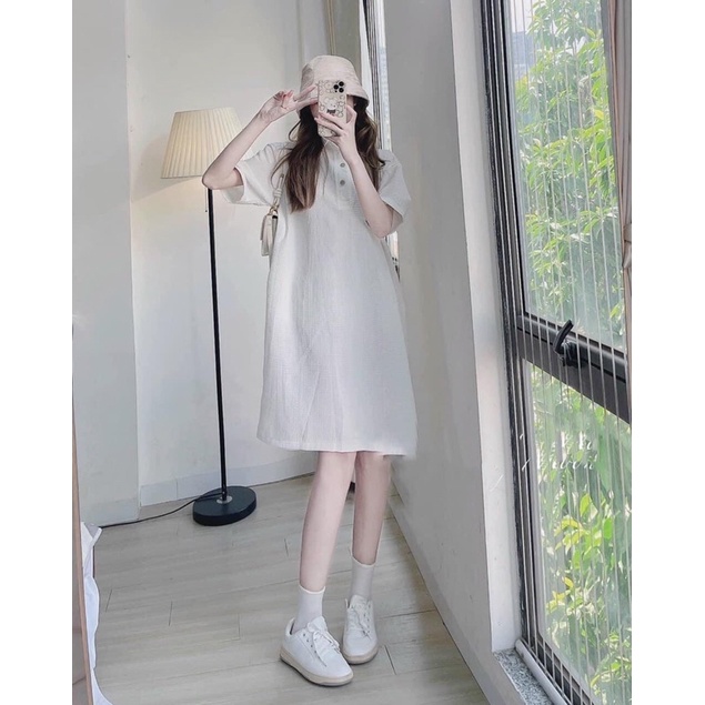 Đầm Polo oversize tổ ong 3 màu ( Ảnh thật/Video)